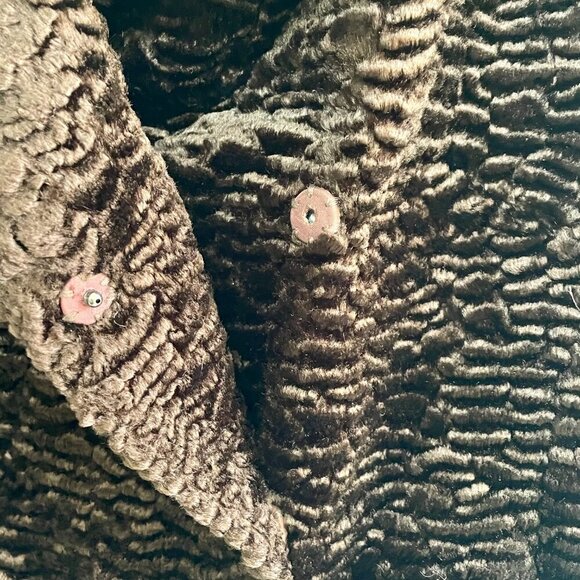 INC Faux Fur Curly Lamb Jacket Chocolate Brown Women's Medium Mob Wife Vegan - Picture 6 of 13